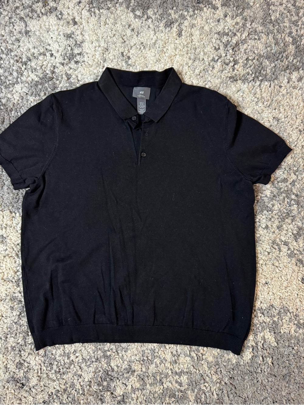 H&M, Men’s Black Short-Sleeve Slim Fit Polo Shirt, X Large